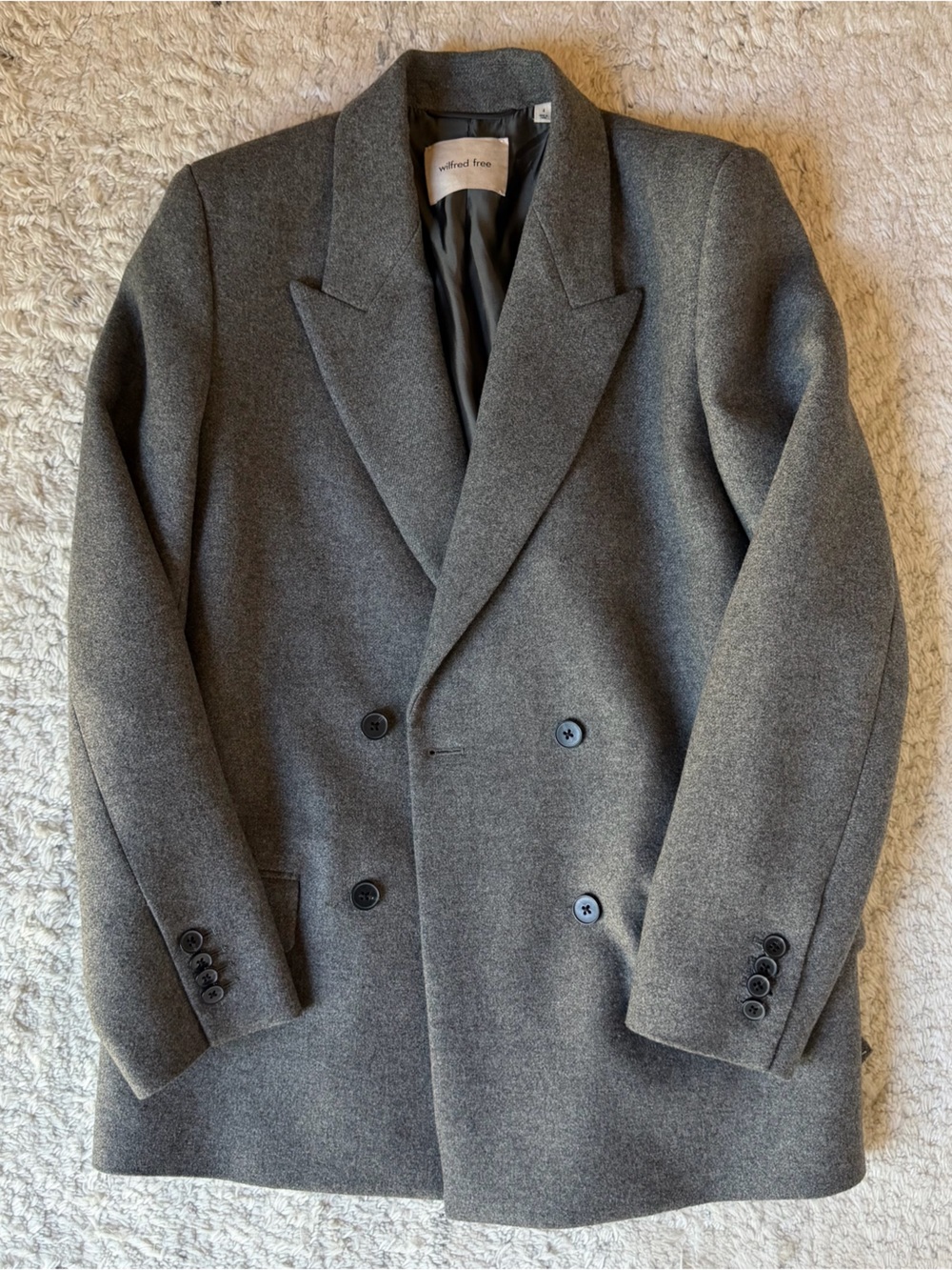 Wilfred Free Double-Breasted Pea Coat in Charcoal Gray